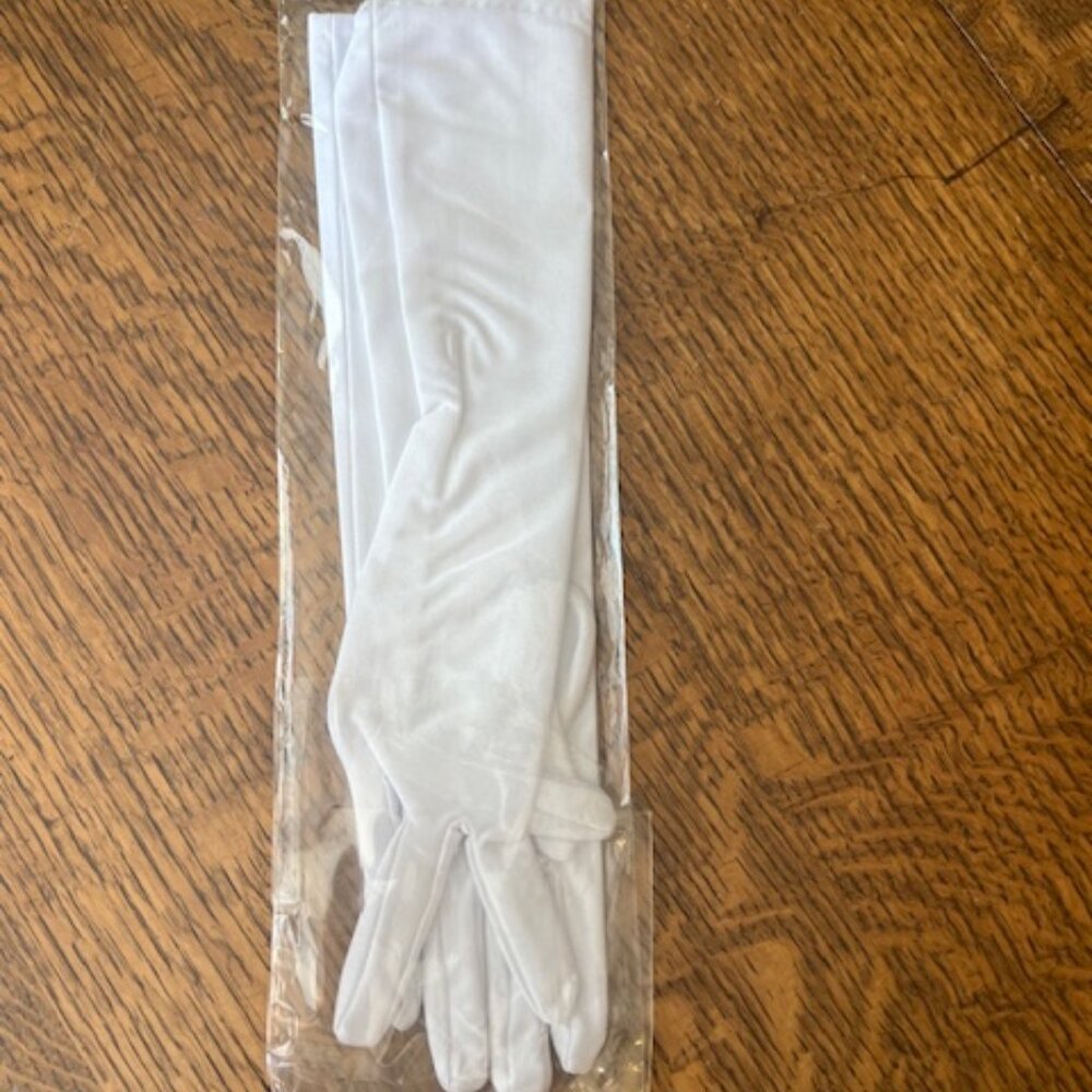 NWT White Satin Elbow Formal Gloves - Picture 6 of 6